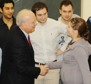 Rove greets students