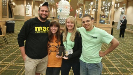 Nick Spicer, Sienna Brown '17, Katya Schwab '17, and Brandon Stroble '16 at the national APCA conference.