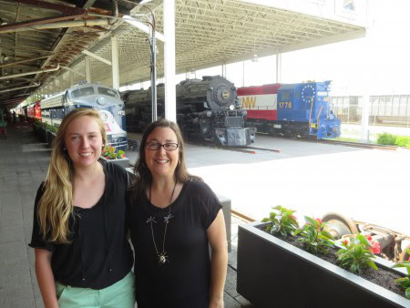 Addie Moore '17 met alumna Courtney Plaster '91 during a visit to the Virginia Museum of Transportation in Roanoke.