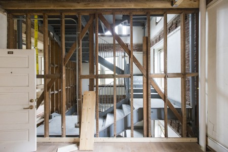 The southeast corner of Wright Hall has a new interior secondary staircase with access to all floors.