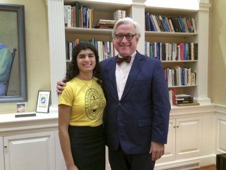 Randolph President Bradley W. Bateman congratulates Marie Abowd '19.