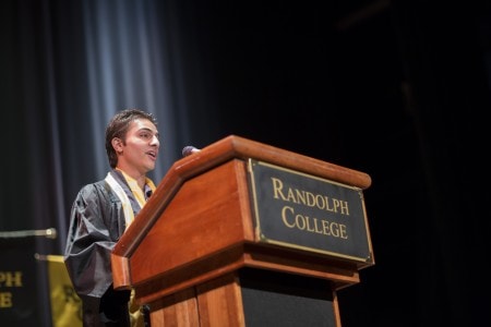 Student Government President Sandeep Poudyal '16 addresses the crowd.