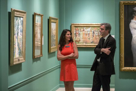 Sir Nicholas Penny tours the Maier Museum of Art at Randolph College with its director, Martha Johnson.