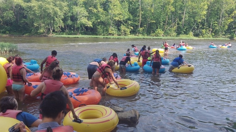 First-year students tubed down the James River Saturday as part of orientation.