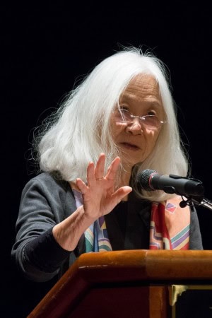 Maxine Hong Kingston delivers her address after receiving the Pearl S. Buck Award.