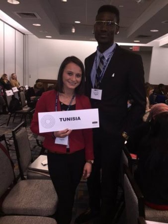 Katie Godwin '19 and Philemon Afrifa-Boakye '19 at the National Model United Nations Conference.