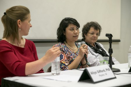 Aneliese Apala '11 speaks during the panel discussion.