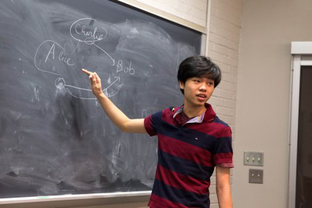 Nhut Dang '18 explains his work.