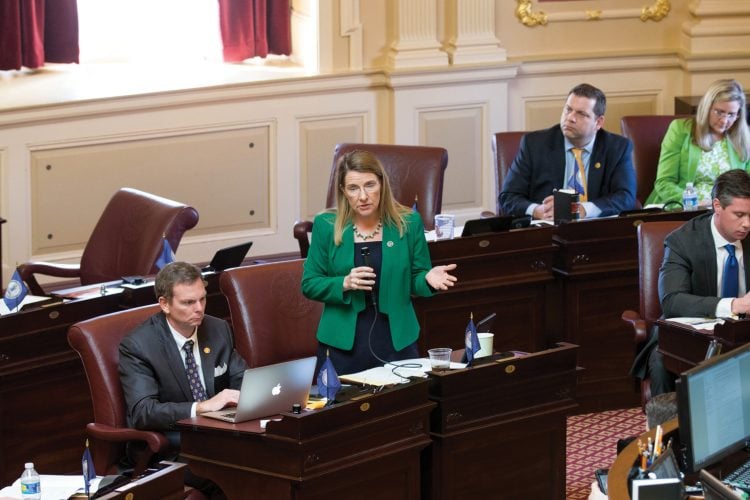 Siobhan Stolle Dunnavant ’86 speaks on the Virginia Senate floor.