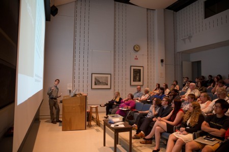 Harrison Pippin '18 explains his project, "The Relationship Between Age Group, Environmental Information Sources, and Pro-Ecological Worldview."