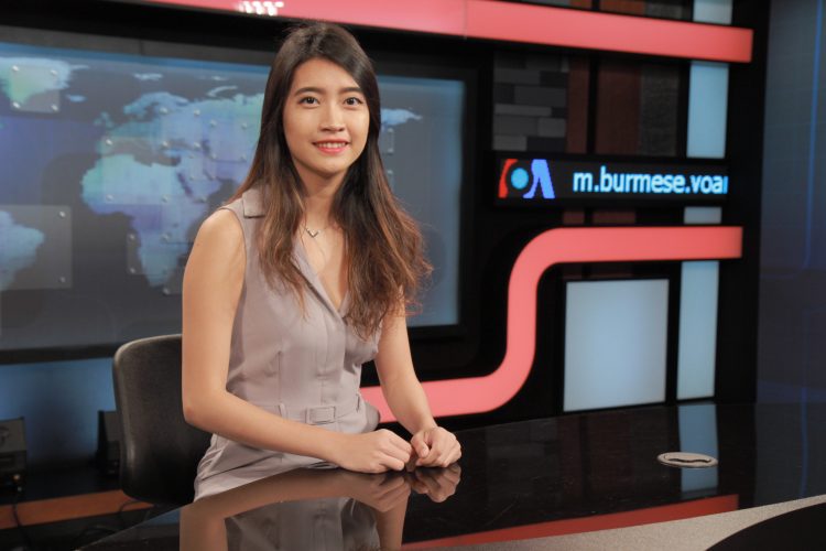 Ei Thant Sin '16 on the set for Voices of America Burmese Ei Thant Sin '16 on the set for Voices of America Burmese