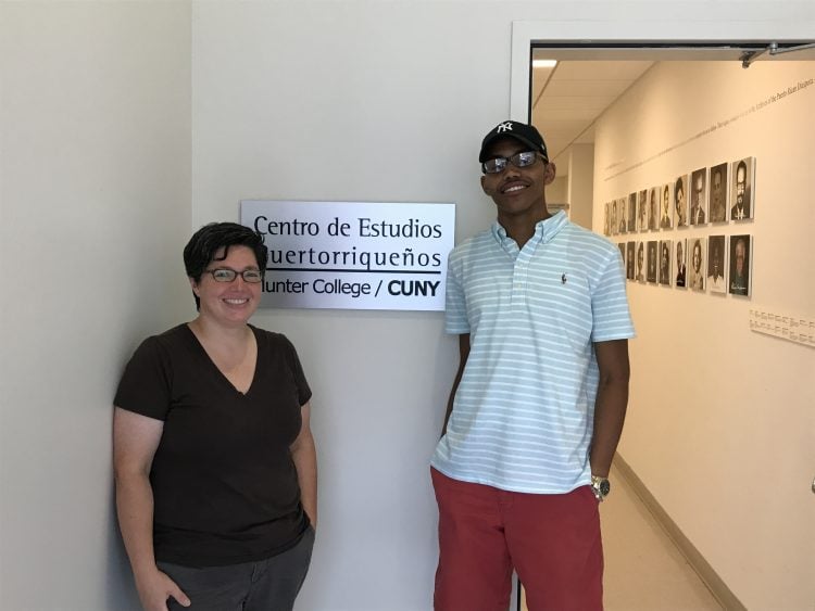 Visiting professor of American Culture Noel Wolfe and Zach Pennix '18 at the City University of New York's Centro de Estudios Puertorriquenos (Center for Puerto Rican Studies).