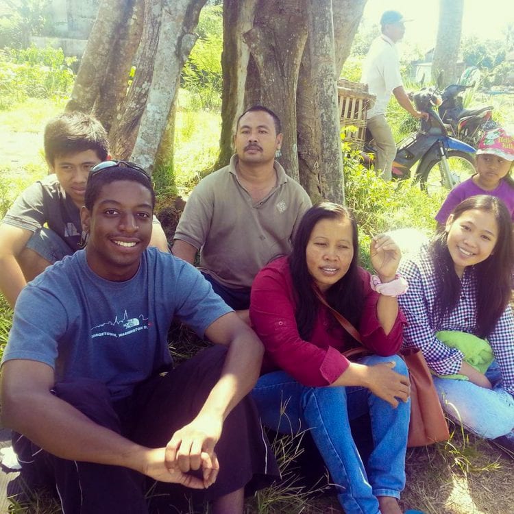 Keenan Hickman '14 (left) worked for the Peace Corps in Indonesia from 2015-2017.