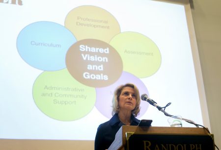 Kristin Genova Richardson '79 delivers the keynote for the Heick Symposium.