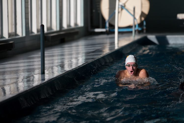 Oscar Onoszco '21 is one of a group of four friends who joined Randolph's new men's swimming team. Oscar Onoszco '21 is one of a group of four friends who joined Randolph's new men's swimming team.