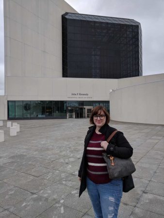 Alison Hyler '18 outside the John F. Kennedy Presidential Library and Museum