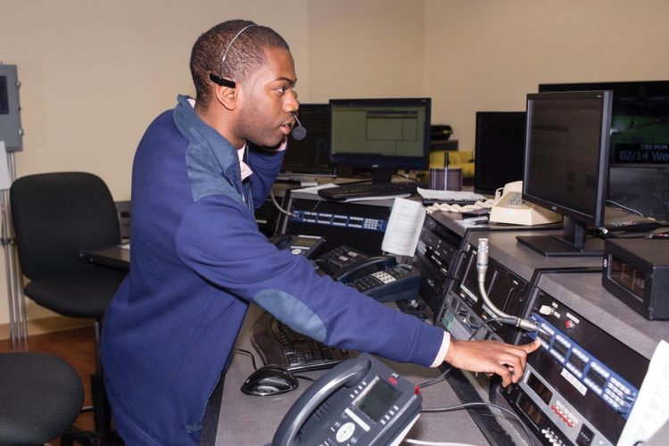 Cale Holmes ’16 during a newscast at WBOC in Maryland