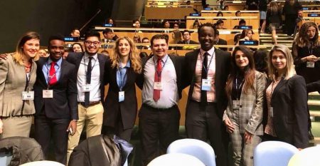 Randolph students and other delegates in the UN chamber