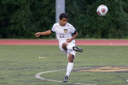 Barun Tamang '22 on the soccer field at Randolph