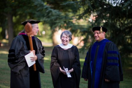 Paula Wallace (Center) during the Convocation ceremony in 2016