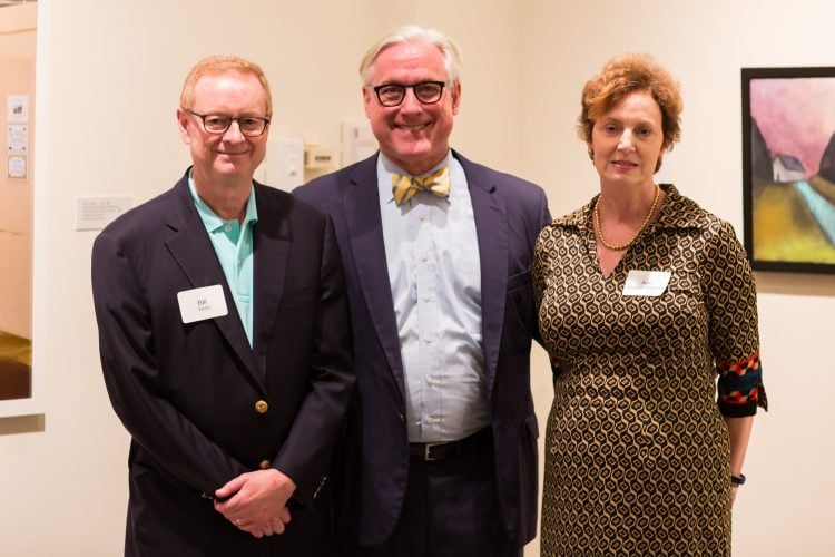 Bill and Ann Hepburn Webb ’84 with President Bradley W. Bateman (center)