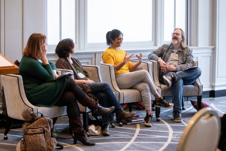 A panel discussion from Randolph College MFA faculty takes place during the winter residency program. A panel discussion from Randolph College MFA faculty takes place during the winter residency program.