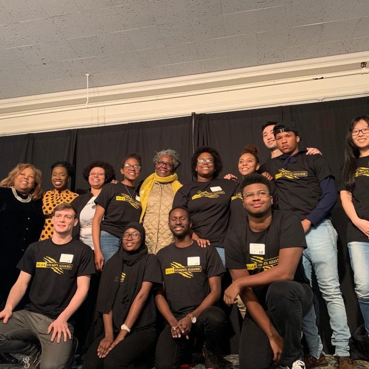 Black Student Association members pictured with the speakers, Ghislaine Lewis '05 and Noliwe Rooks