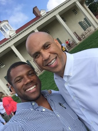 Rashan Colbert and U.S. Sen. Cory Booker pictured together at a recent staff picnic