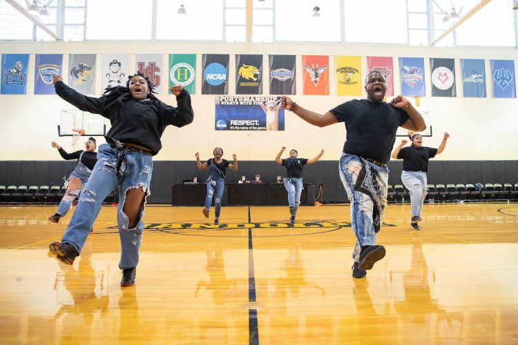 The Randolph College Step Team debuted at the men's basketball team's home opener in November