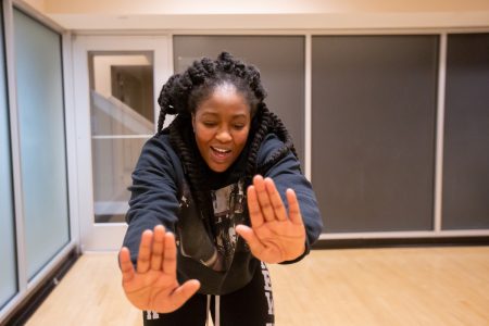 Team founder and captain Renee Sarpong demonstrating a move during practice