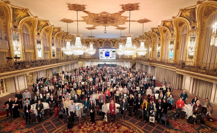 Cai Czuhai and Emily Smith (front and center) at the Society for the Preservation of Natural History Collections annual conference in Chicago.