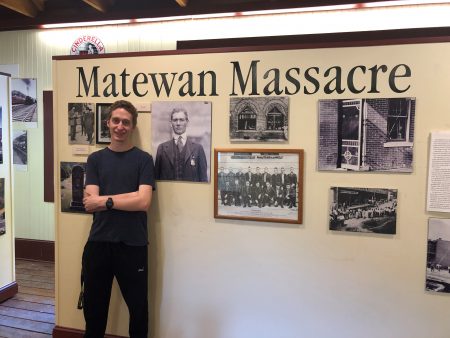 Caleb Schmitzer pictured at one of the coal mining museums he and professor Crystal Howell visited in West Virginia