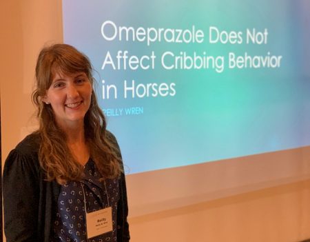 Reilly Wren made her presentation, "Omeprazole Does Not Affect Cribbing Behavior in Horses," at the ESS conference