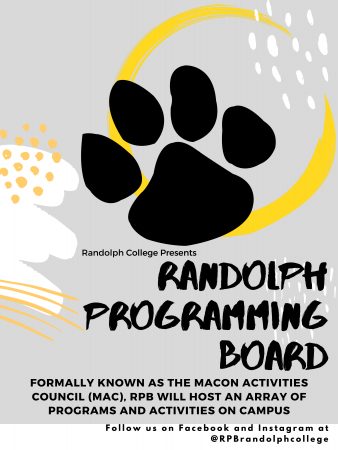 Flyer announcing the name change of Macon Activities Council to Randolph Programming Board