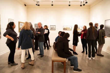 Community members attend the opening for the exhibition at the Maier Museum of Art at Randolph College last spring