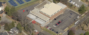 Photo indicating location of Buildings & Grounds office on the ground level of the RAD Center