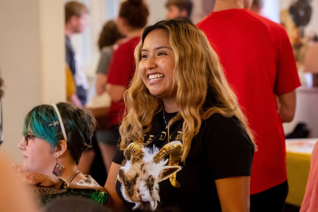 Greeting new students at the Involvement Fair.