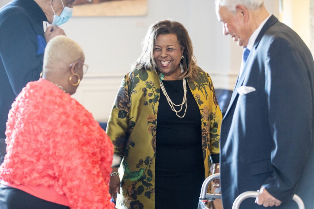 Hermina Hendrix visits the grand opening of the newly renovated Intercultural Center.
