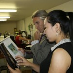 Shuang Li ’14 looks over jewelry advertising ideas with Biff Bowen, president of Bowen Jewelry Company, during her internship with the company in 2013. Shuang Li ’14 looks over jewelry advertising ideas with Biff Bowen, president of Bowen Jewelry Company, during her internship with the company in 2013.