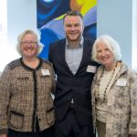 (left to right) Sarah Gavin ’71, Michael Ramsey ’17, and Pauline Blair ’67 at the Symposium for Artists and Scholars donor luncheon.