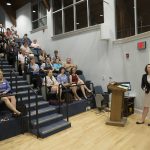 Samantha Strickler '17 presents the results of her research on the history of the Rivermont Historic District.