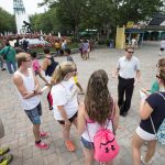 Physics professor Peter Sheldon speaks to SUPER students at Kings Dominion theme park - one of several field trip destinations during the program.