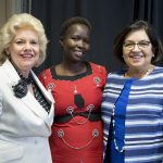 From left are 2015 Alumnae Achievement Award winners Carol Shepard Gutknecht '67, Kakenya Ntaiya '04, and Edna Aguirre Rehbein '77.