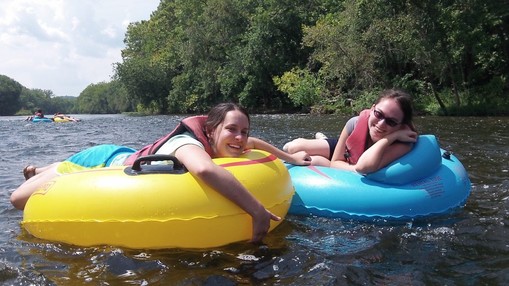 Photo of students tubing in the James River