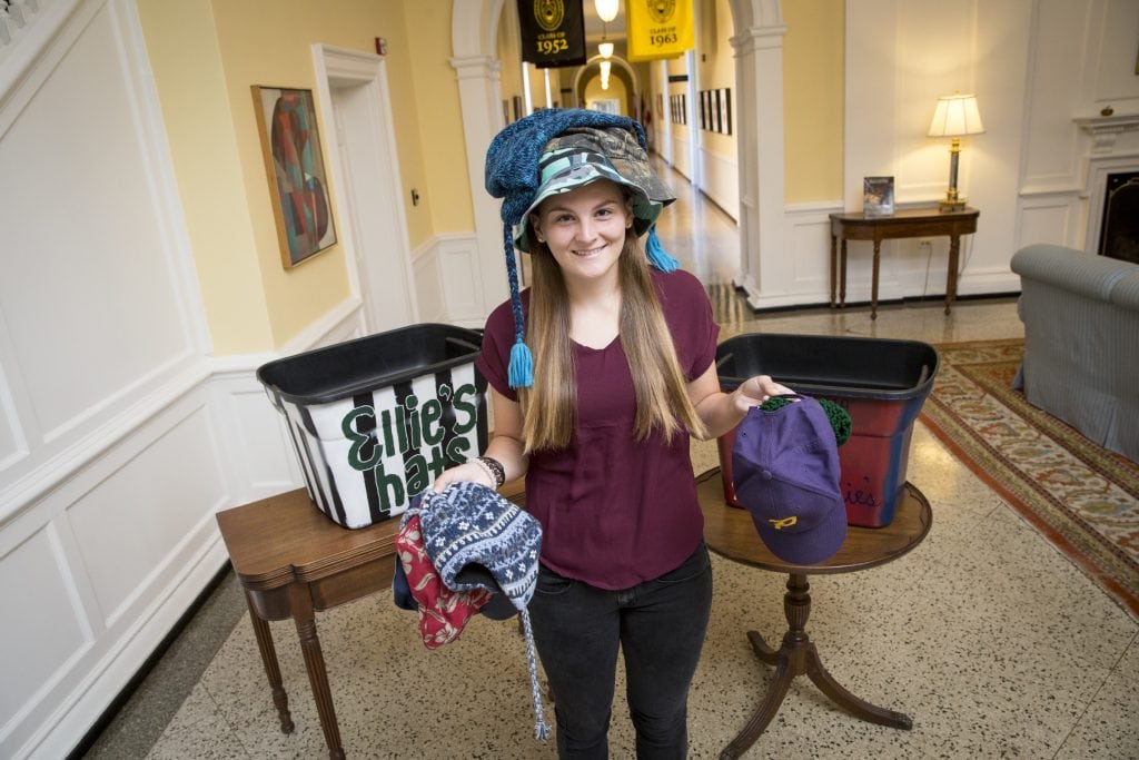 Leah Hughes '17 and the Student-Athlete Advisory Committee are conducting a hat drive for Ellie's Hats. The drive is also a competition between the Even and Odd classes.