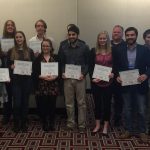 Randolph students Russ Burt ’17 and Zach Vernon ’18 (back right) received the Society of Physics Best Poster Award at the American Association of Physics Teachers National Conference.