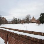 More than a foot of snow fell on the front campus of Randolph College.