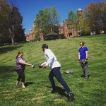 En garde! Students practice a choreographed fight for their stage combat class