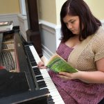 Marianne Virnelson '17 works to compose music for a scene in Twelfth Night.