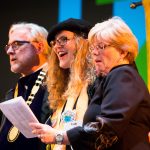 Convocation speakers: Randolph President Bradley W. Bateman (left), Student Government President Eva Heitbrink '17, and Chaplain Jennifer Moore.